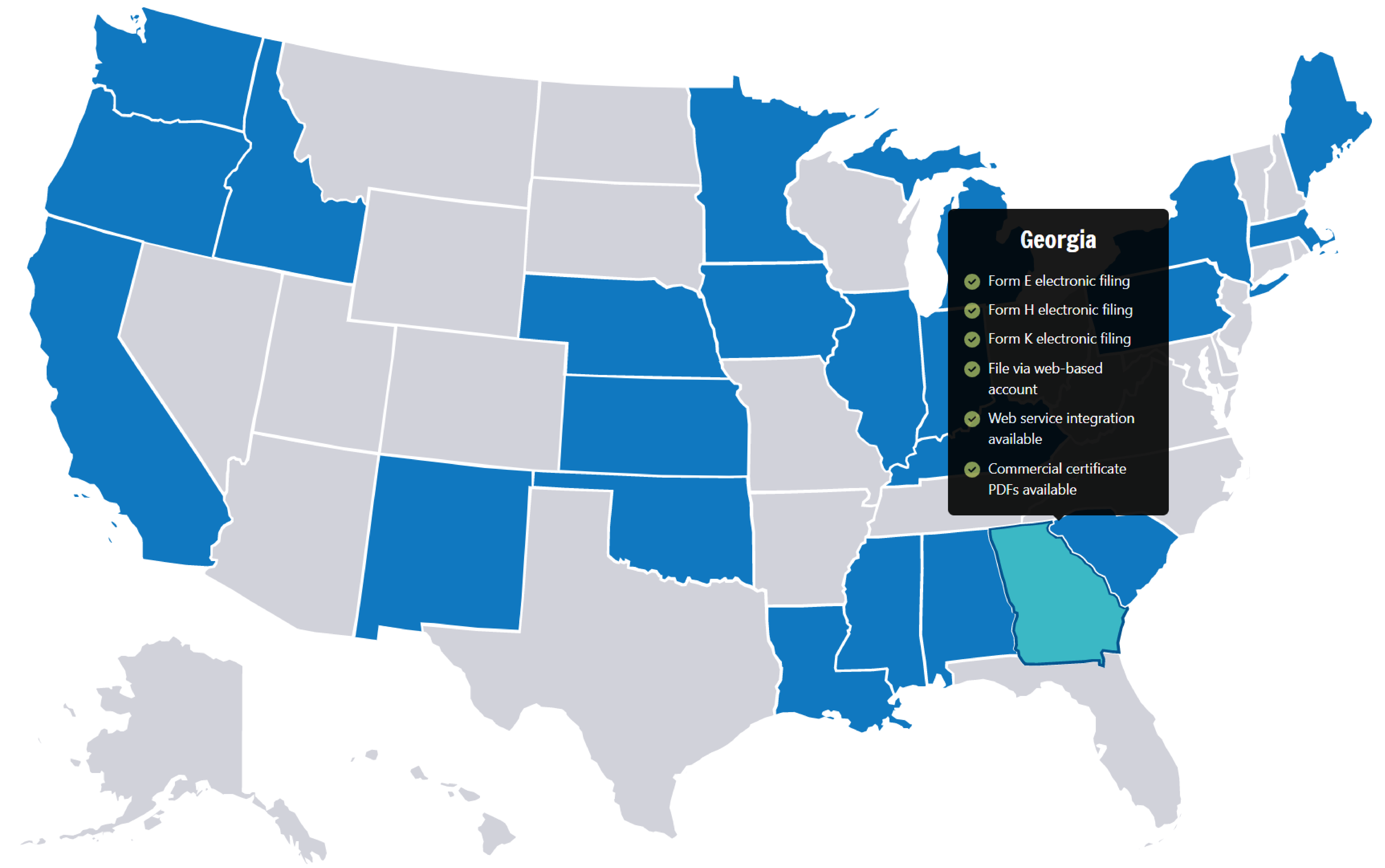 The new Products page provides an overview of products and services and features an interactive map that allows users to review available offerings by state.