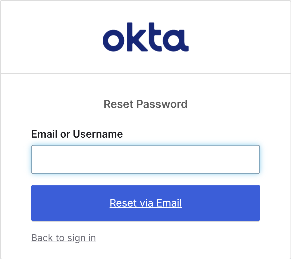 Reset Password screen allows users to unlock their accounts and reset passwords